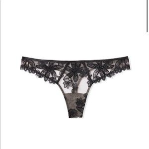 Embroidered Sheer Mesh & Crystal Thong Panty